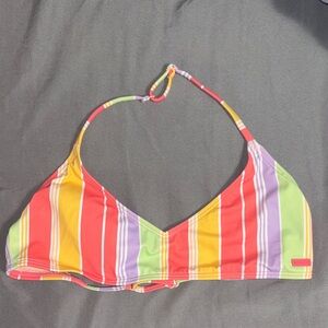 Roxy Coral and Yellow Bikini Top